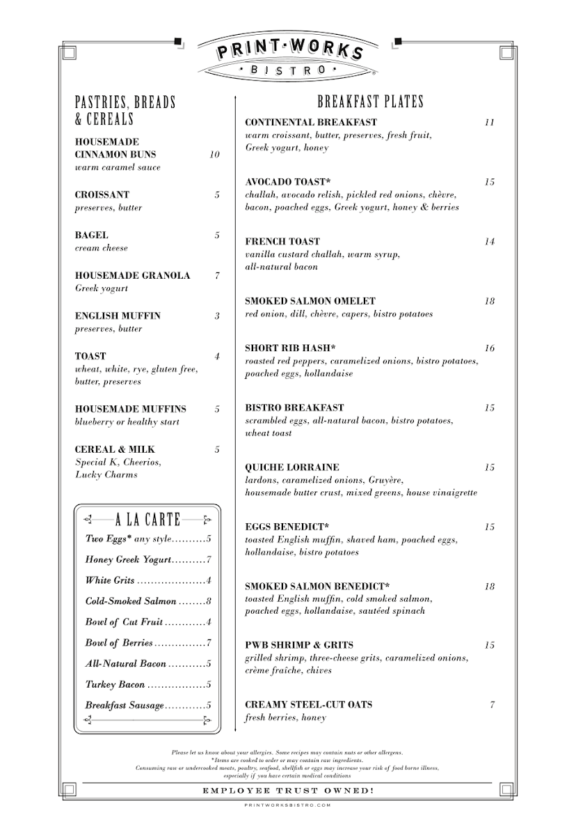 Print Works Bistro Menu - Image 3