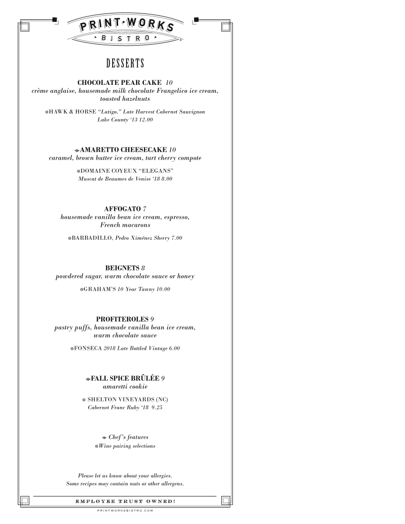 Print Works Bistro Menu - Image 4